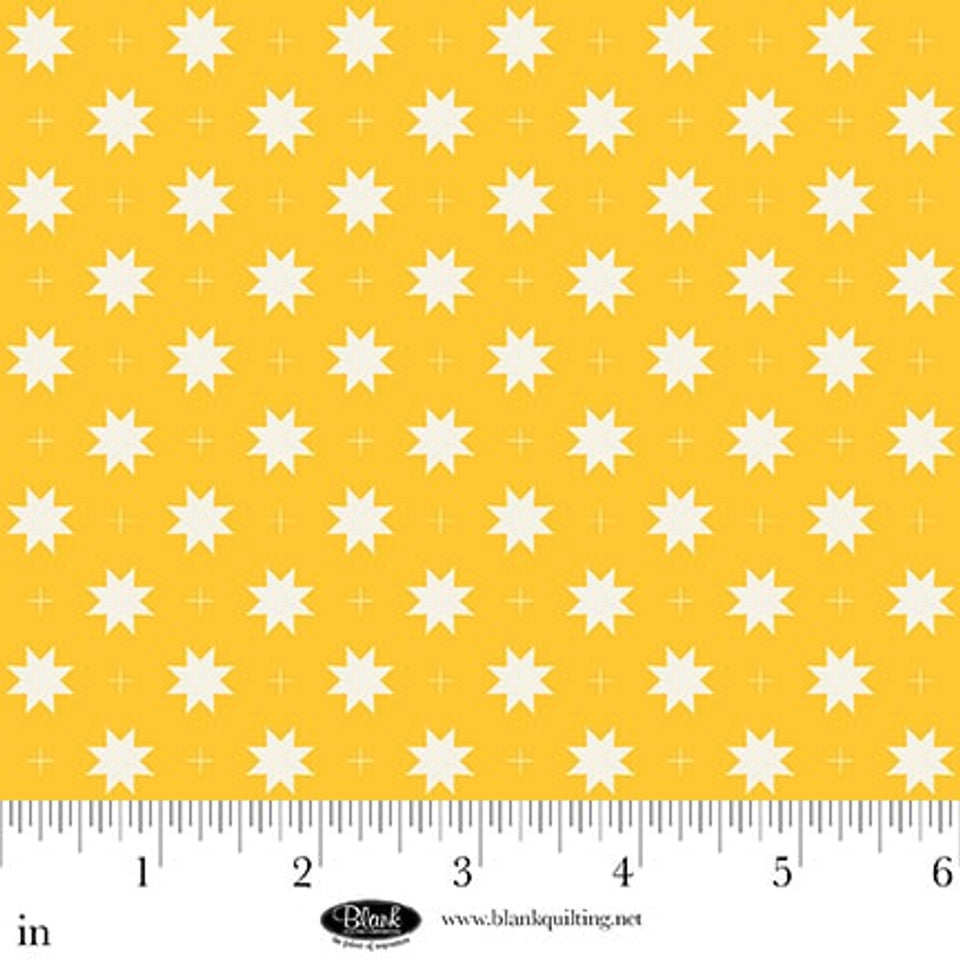 Fabric Blank Quilting Yellow Eighth Point Star and Check The Bright Side by the Quarter Yard 4517-44