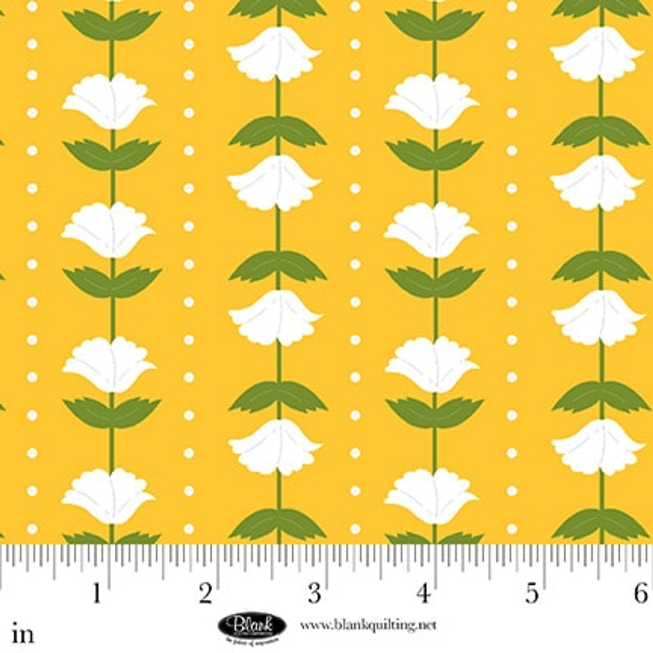Fabric Blank Quilting Yellow Flower and Polka Dot Stripe The Bright Side by the Quarter Yard 4512-44