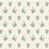 A repeating floral pattern featuring small pink snowdrop-like flowers with green stems on a warm cream background with a faint diamond lattice.