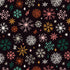 Colorful snowflake pattern on a black background
