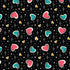 Fabric Cloud9 Black/Multi Big Heart Plus Love, Ink in Canvas by the Quarter Yard 228772