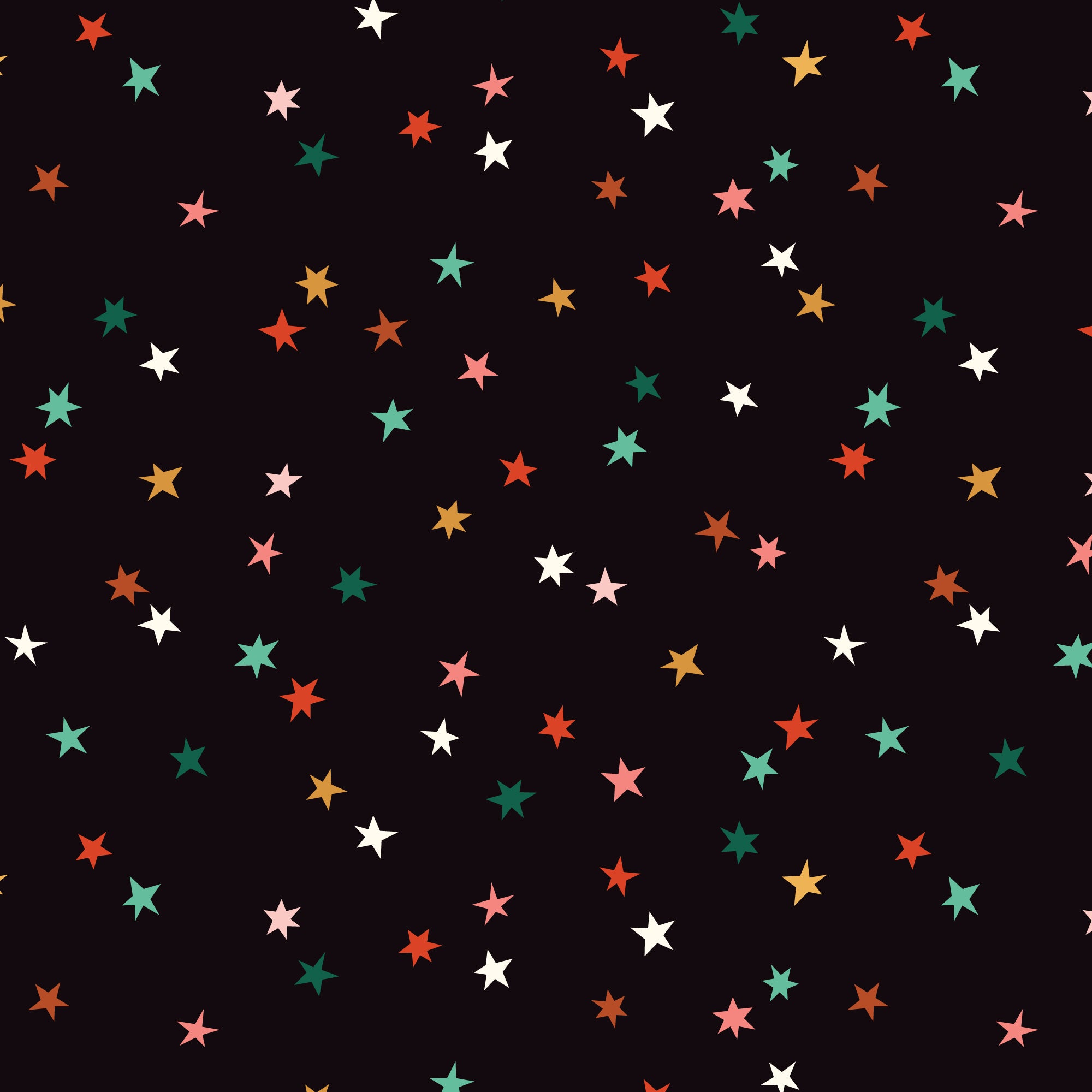 Colorful star pattern on a black background