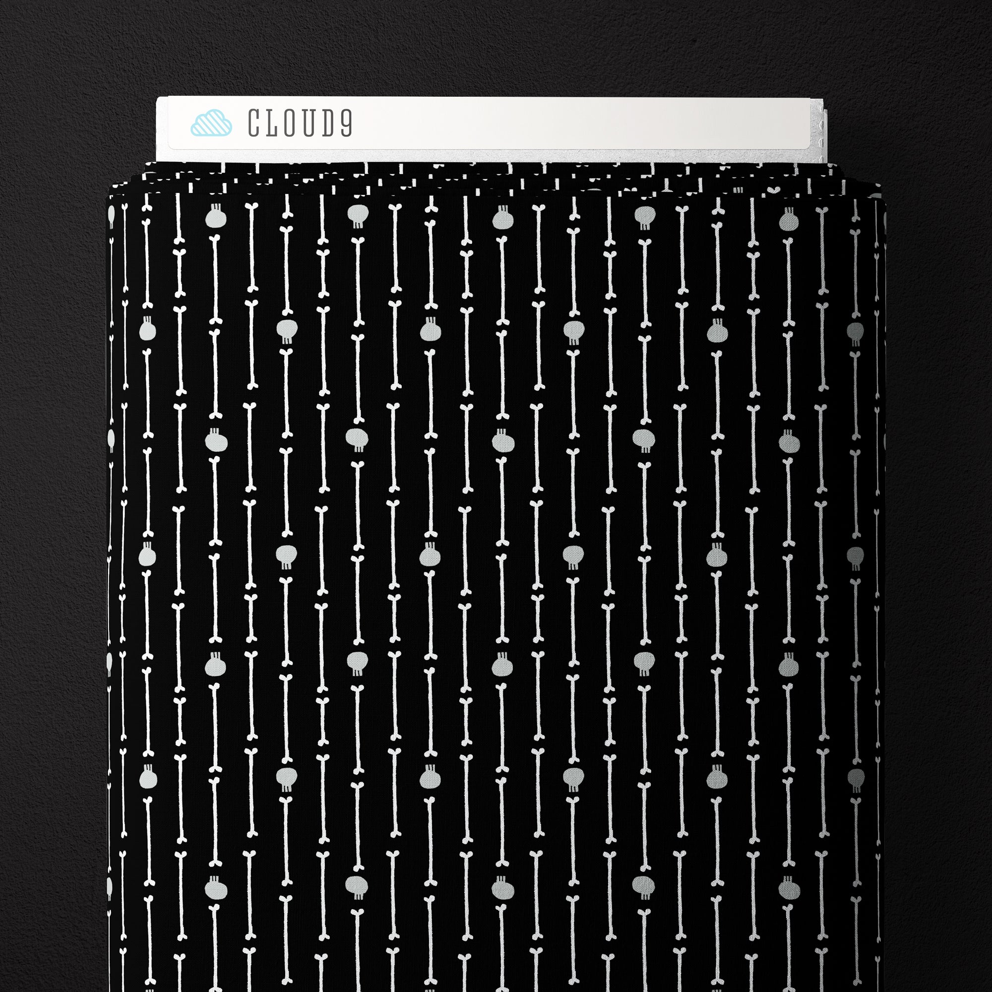 Fabric Cloud9 Black Skull Stripe Dem Bones by the Quarter Yard 229183