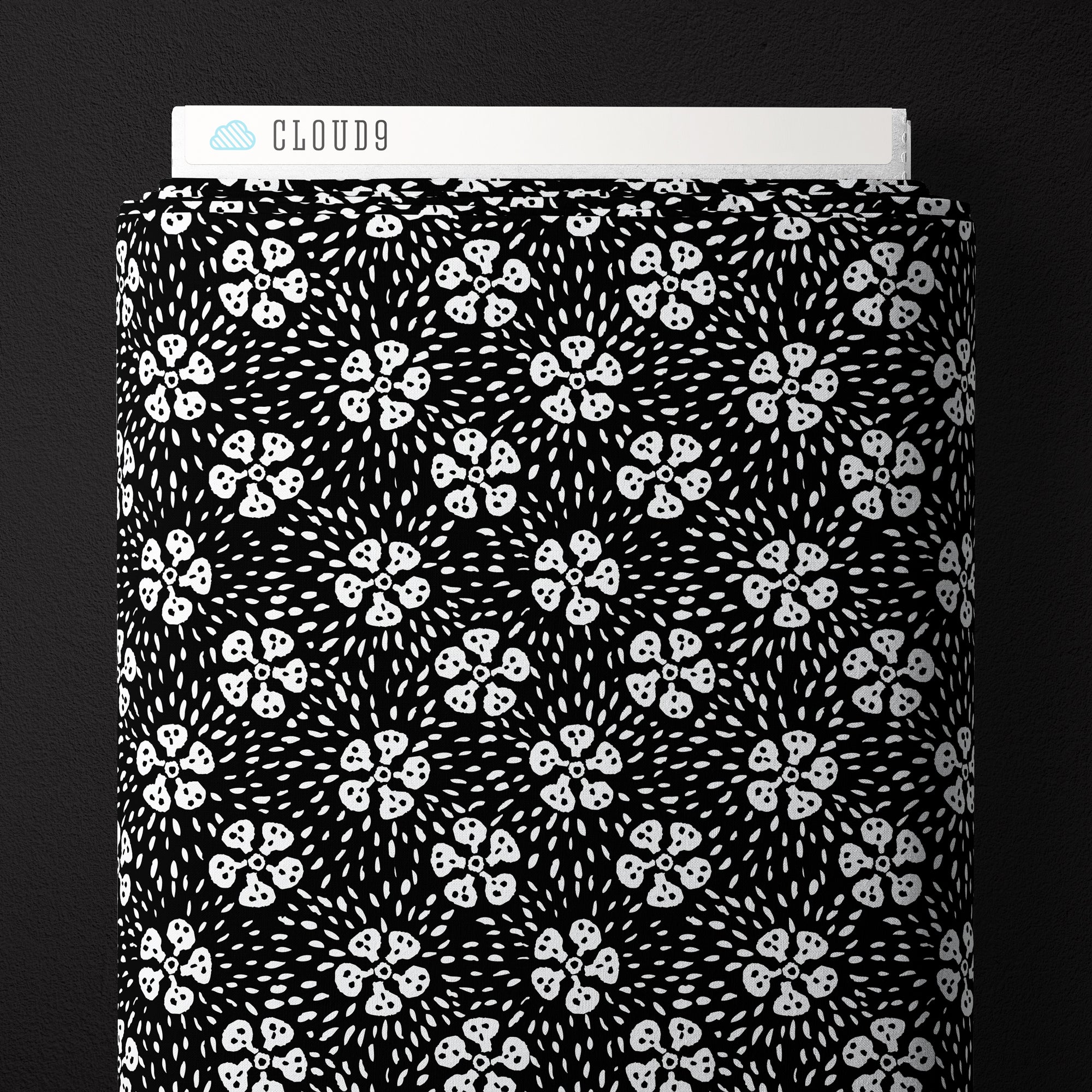 Fabric Cloud9 Black Tombstone Vine Dem Bones by the Quarter Yard 229165