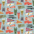 Pattern of colorful football-themed pennants on a blue background