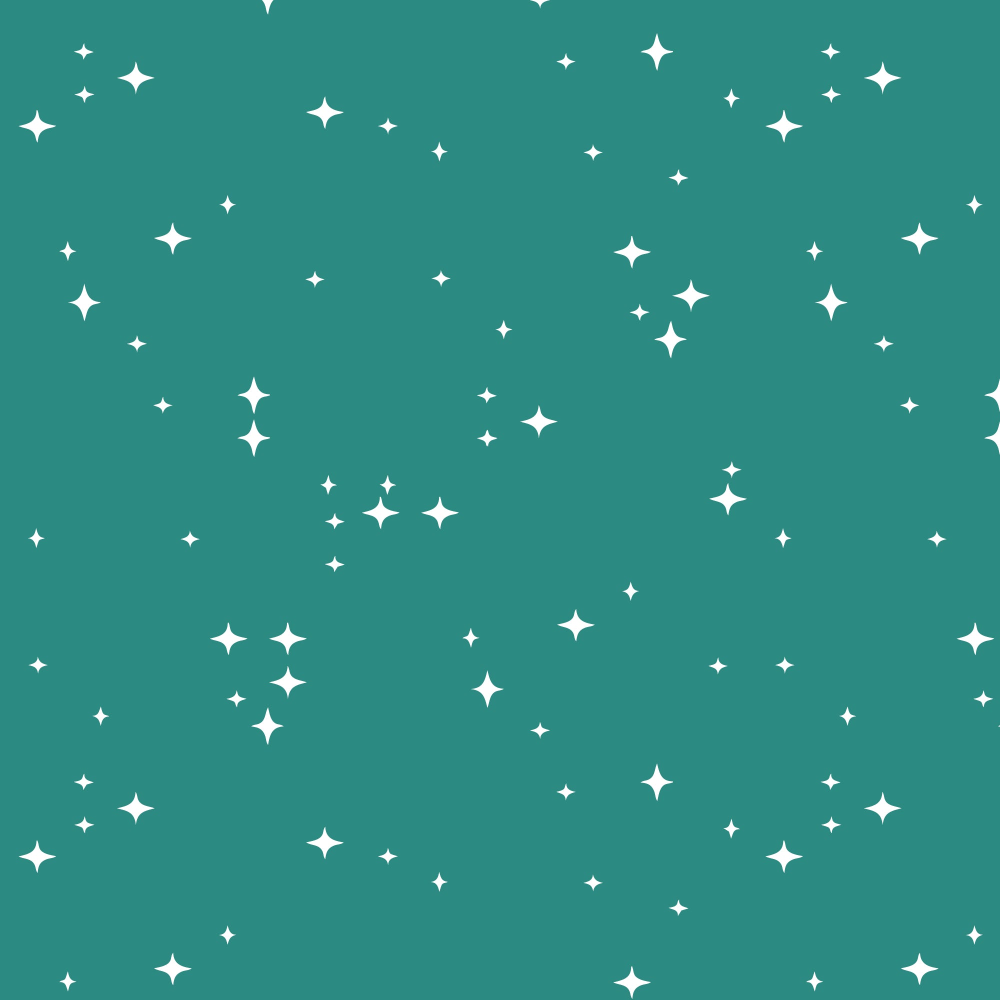 Pattern of white stars on a teal background