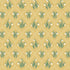 A repeating floral pattern featuring white snowdrops with green stems on a warm mustard-yellow background, arranged in a diamond lattice with dotted lines.