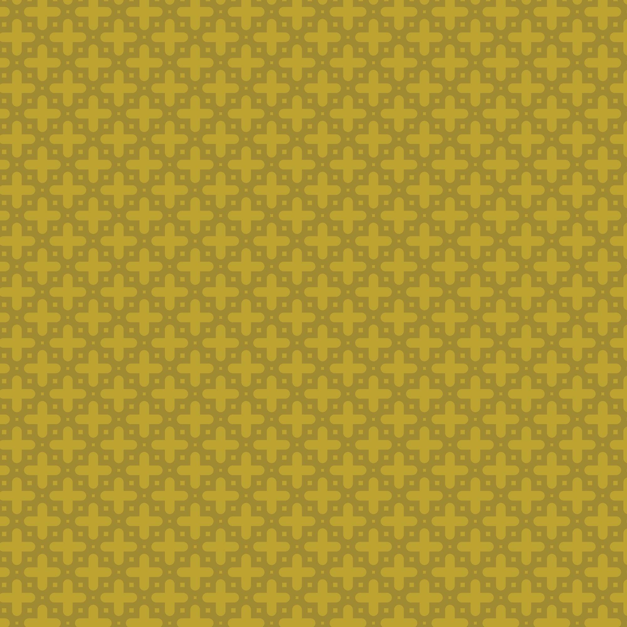 A close-up of a repeating geometric pattern featuring interlocking yellow and olive green shapes, resembling a textured fabric or wallpaper swatch.