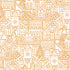 Pattern of stylized houses in gold on a white background