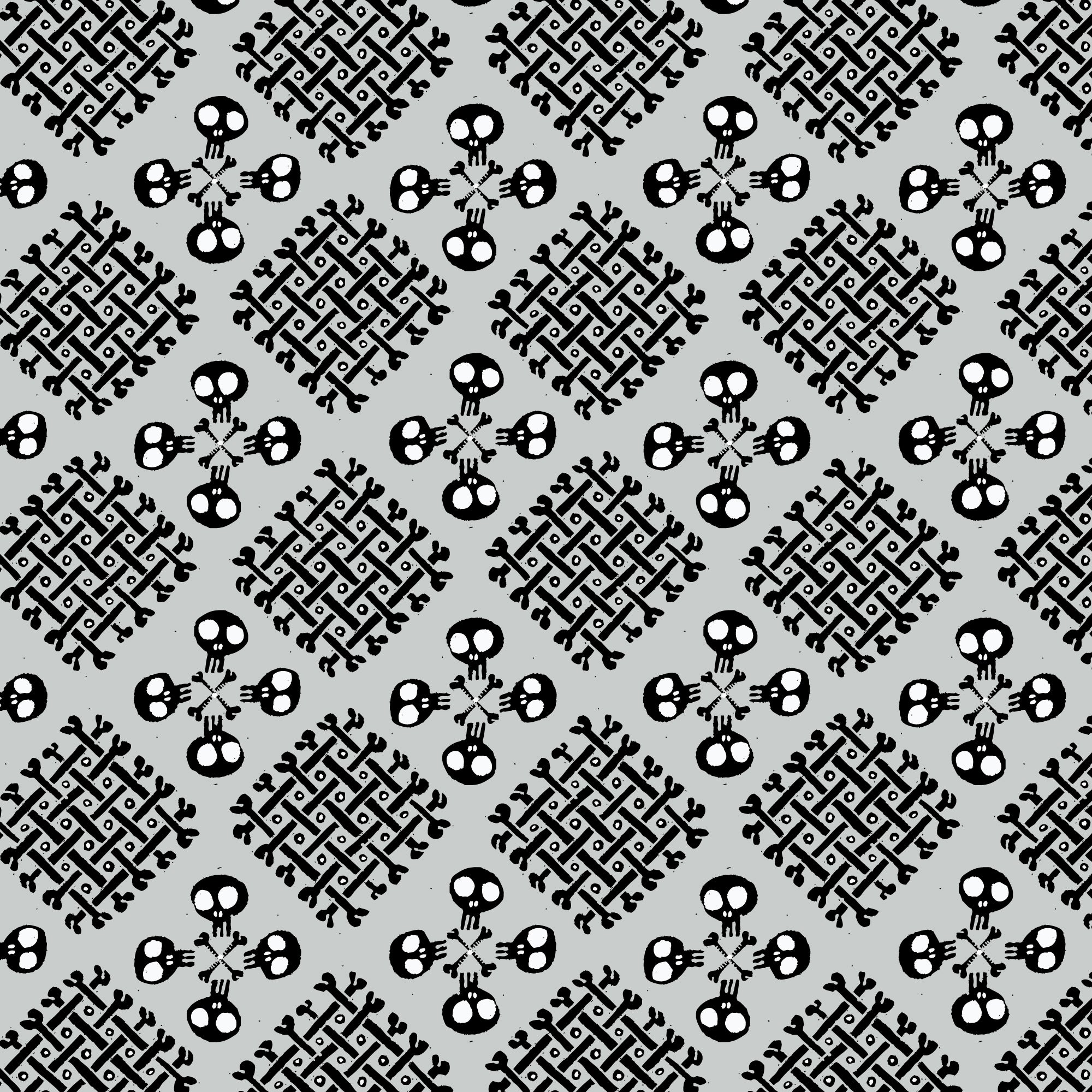 Fabric Cloud9 Gray Checker Bone Dem Bones by the Quarter Yard 229177