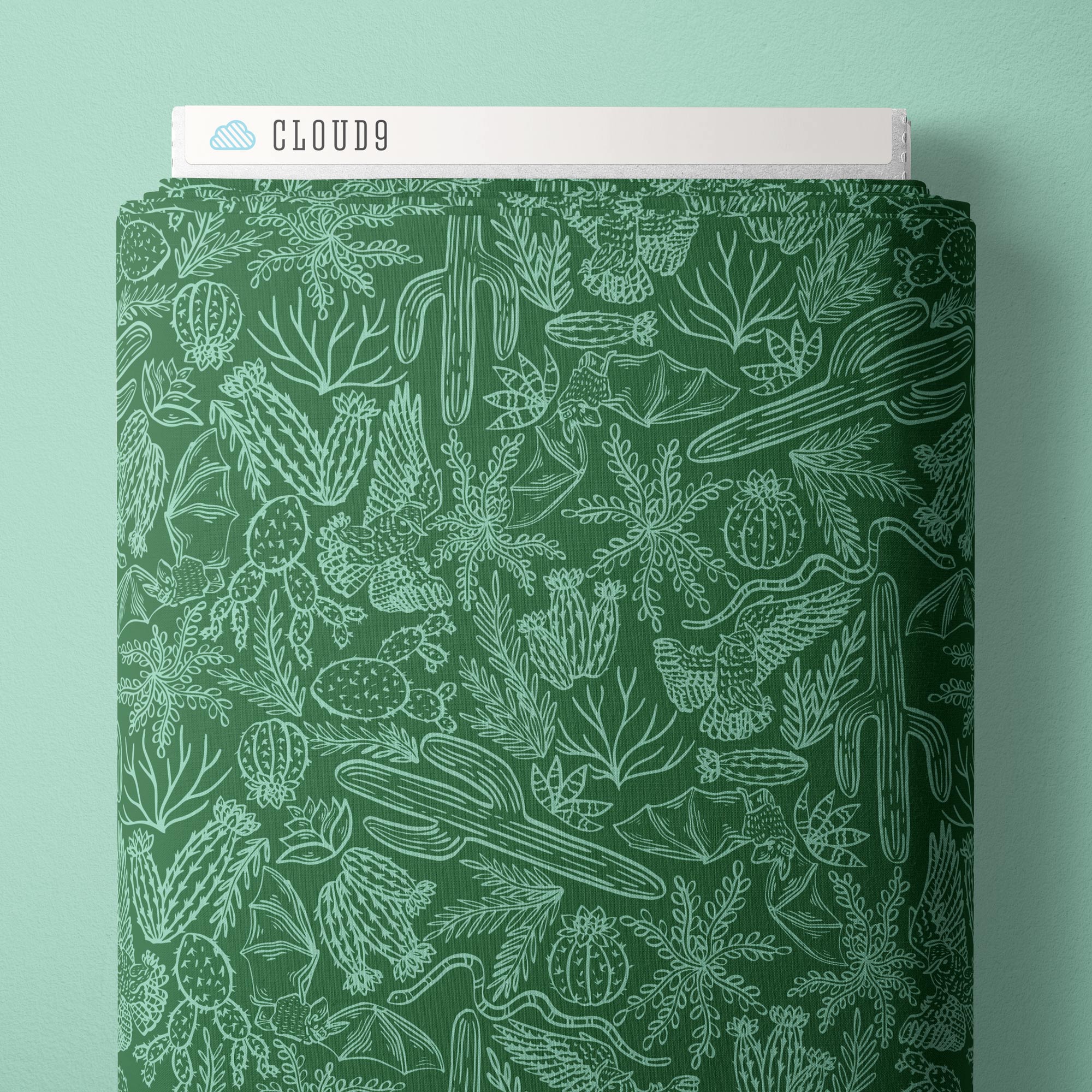 Fabric Cloud9 Green Flora & Fauna Desert Dance by the Quarter Yard 228551