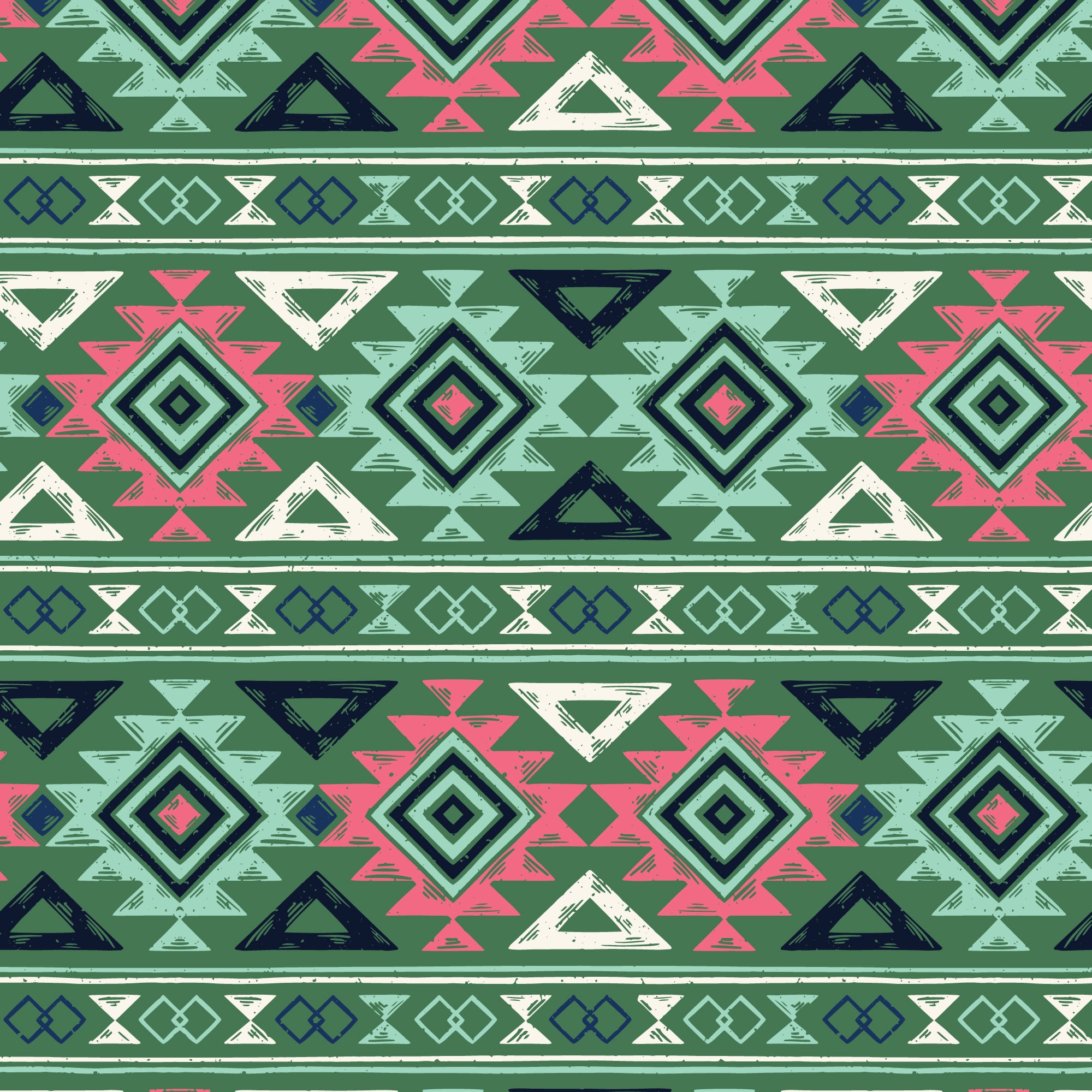 Fabric Cloud9 Green/Multi Southwest Geometry Desert Dance by the Quarter Yard 228543
