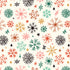 Pattern of colorful snowflakes on a white background