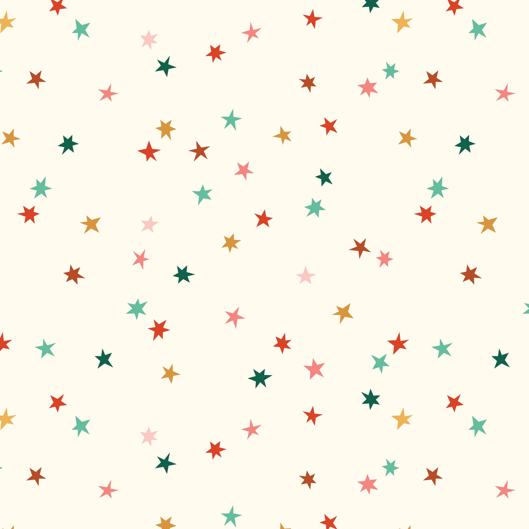 Fabric with colorful stars on a white background