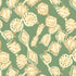 A repeating abstract pattern of cream and beige hand-drawn shapes on a muted sage green background.