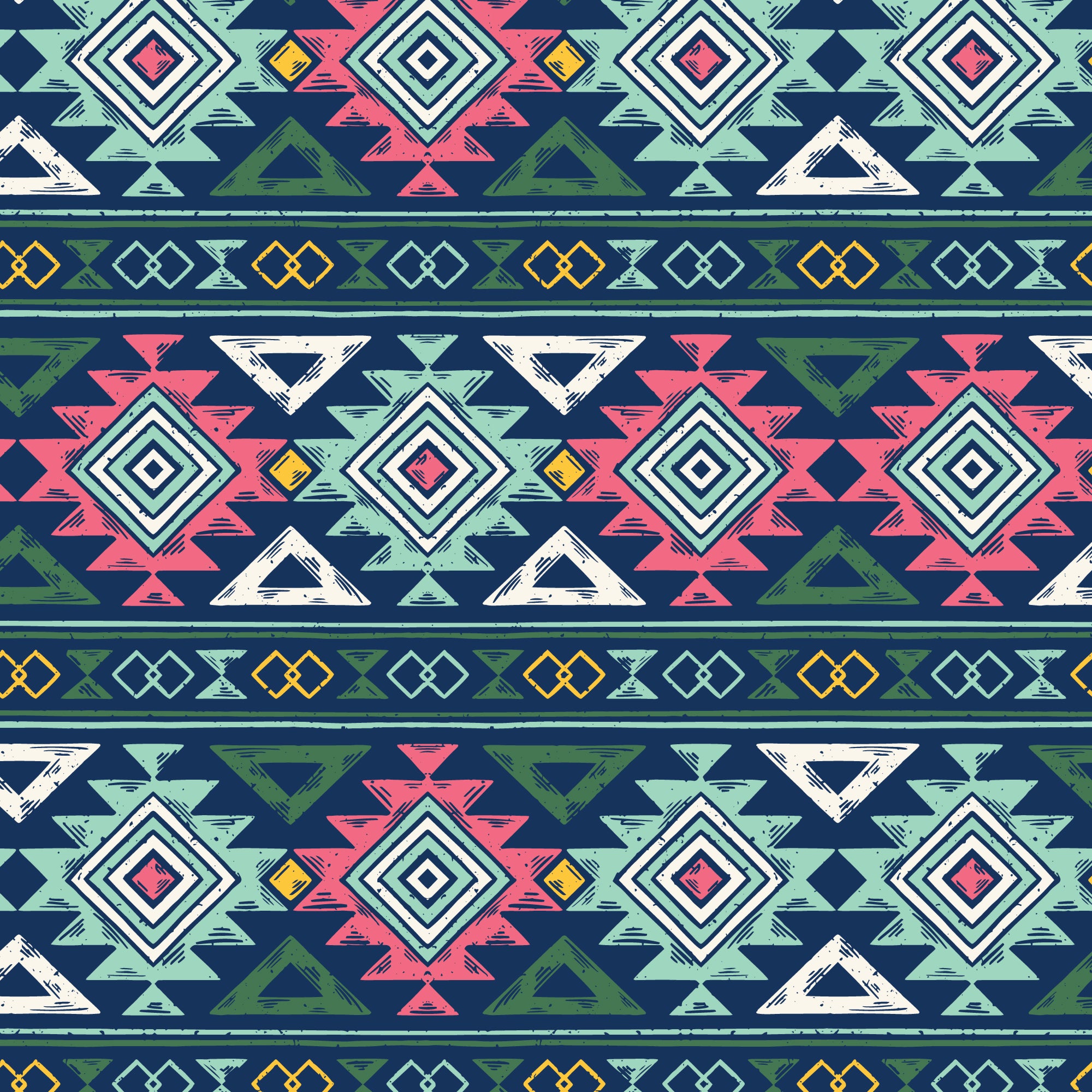 Fabric Cloud9 Navy/Multi Southwest Geometry Desert Dance by the Quarter Yard 228542