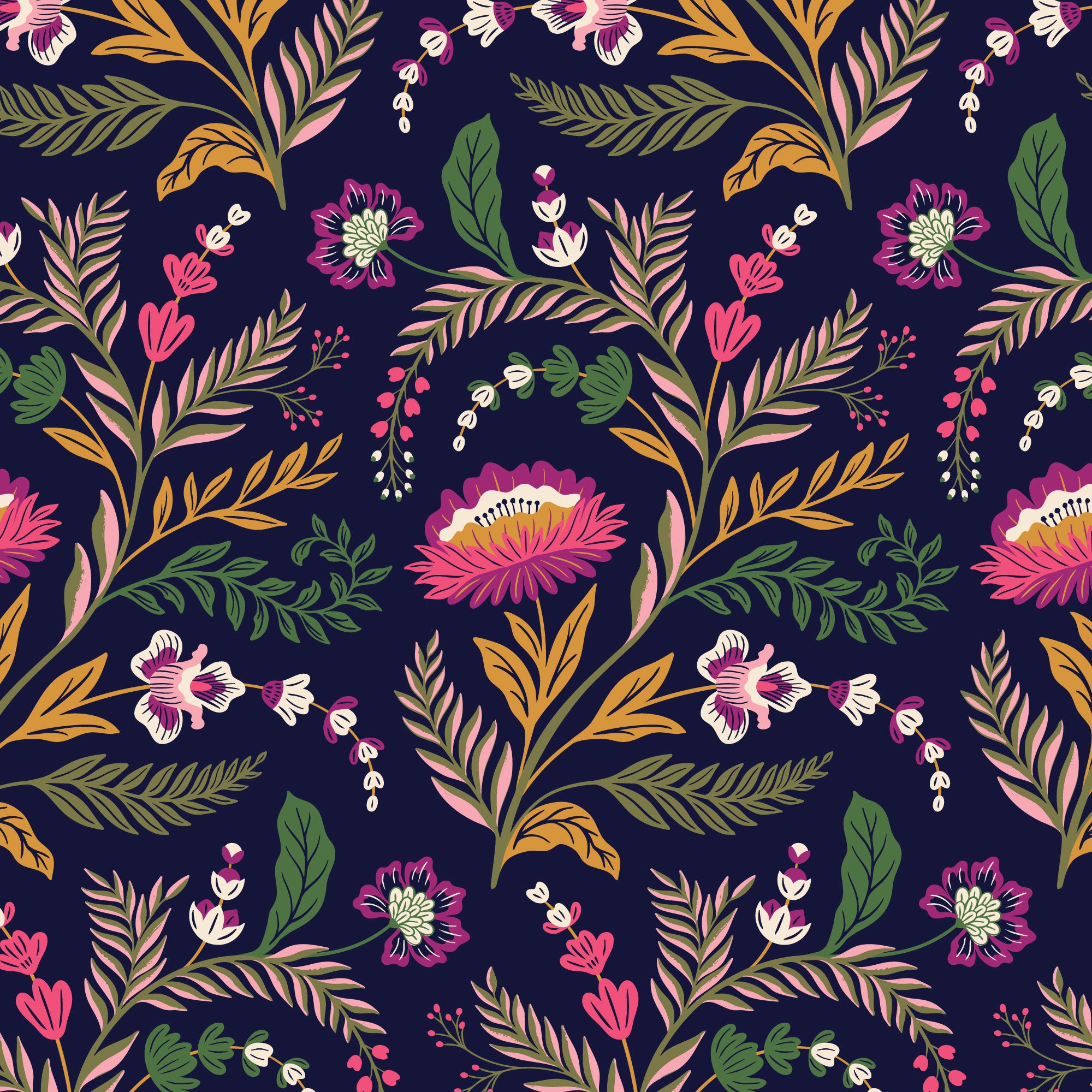 Fabric Cloud9 Noir Flora Nocturne Rococo Riot by the Quarter Yard 228966