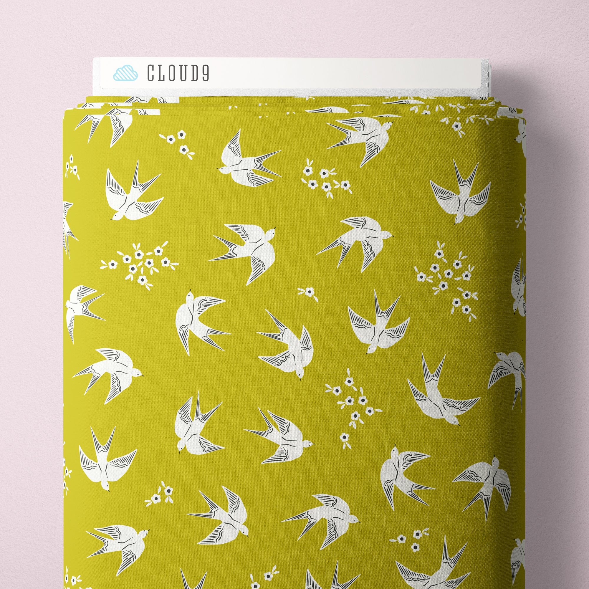 Fabric Cloud9 Olive Green Swoop Meadow Melody by the Quarter Yard 228936