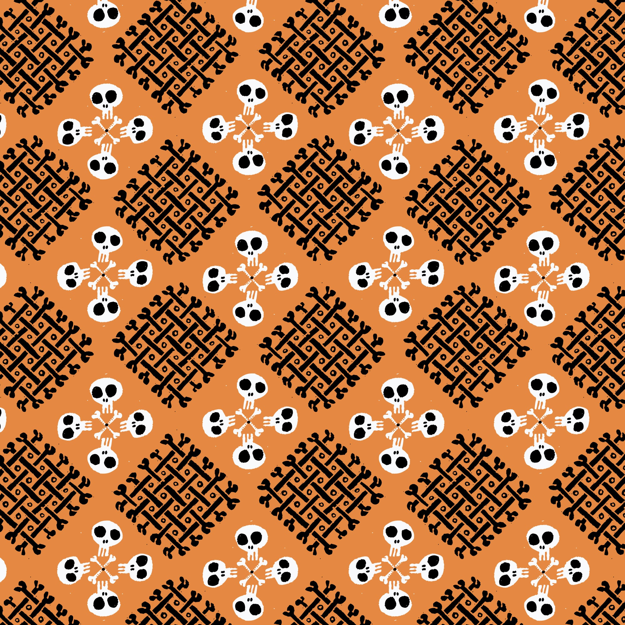 Fabric Cloud9 Orange Checker Bone Dem Bones by the Quarter Yard 229178
