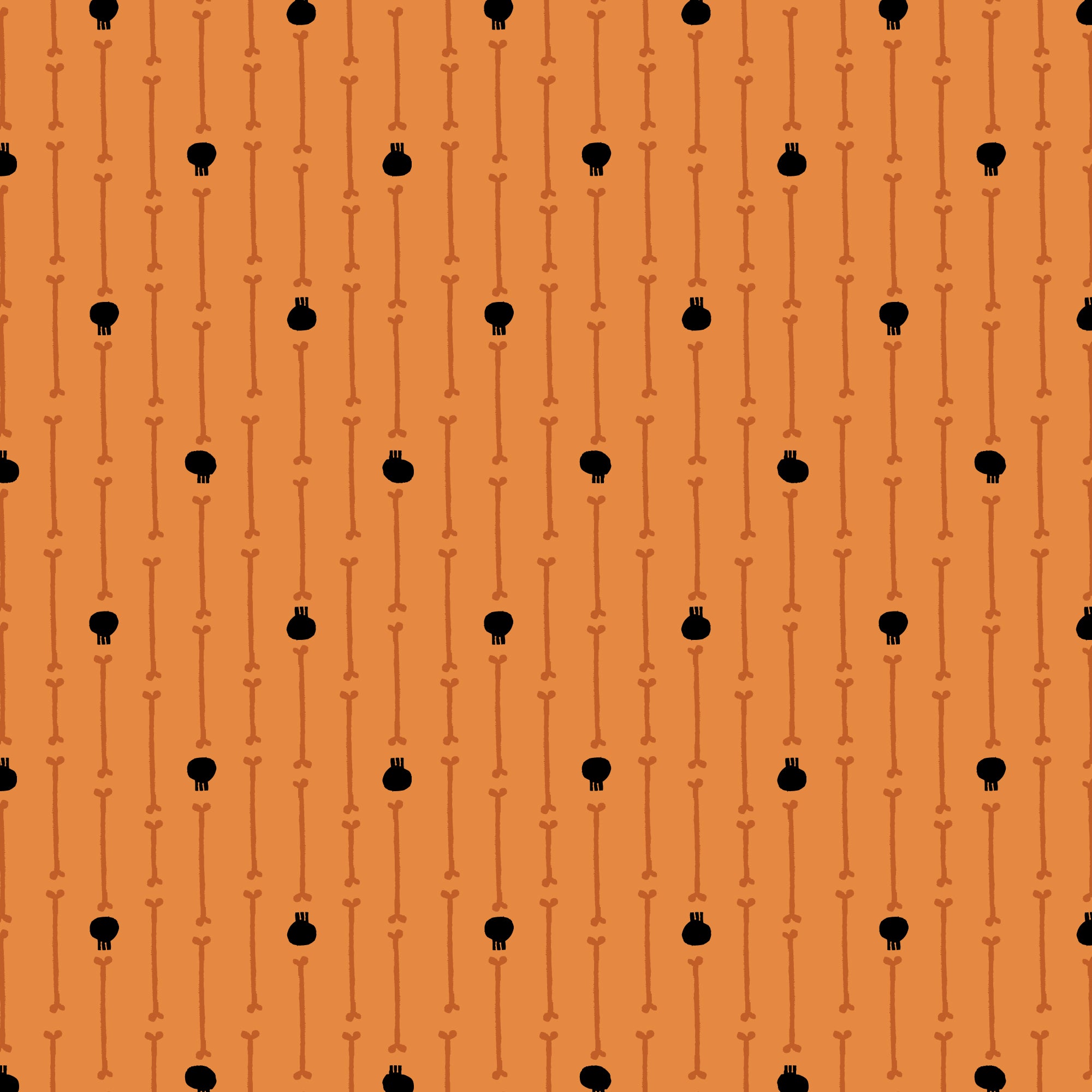 Fabric Cloud9 Orange Skull Stripe Dem Bones by the Quarter Yard 229184