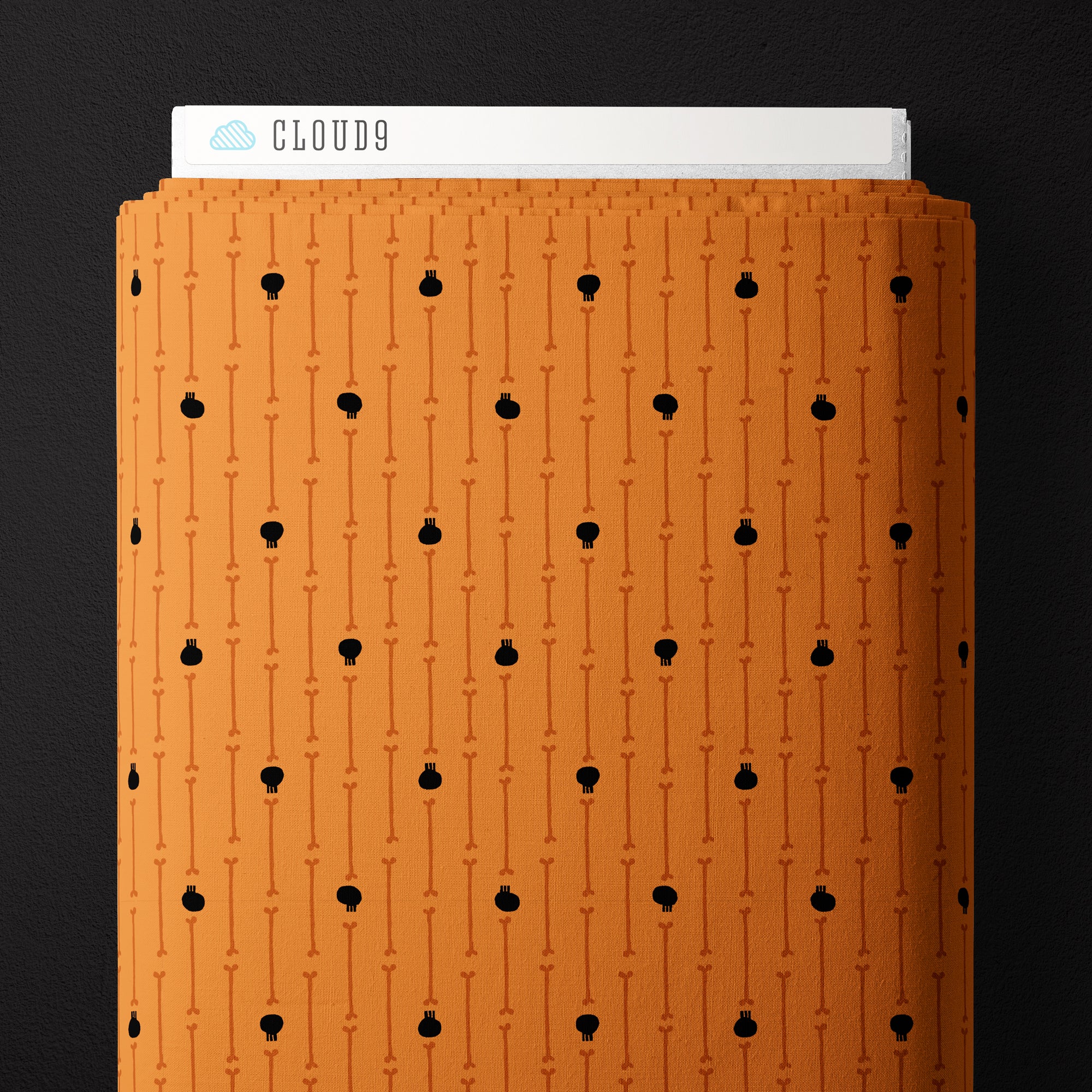 Fabric Cloud9 Orange Skull Stripe Dem Bones by the Quarter Yard 229184