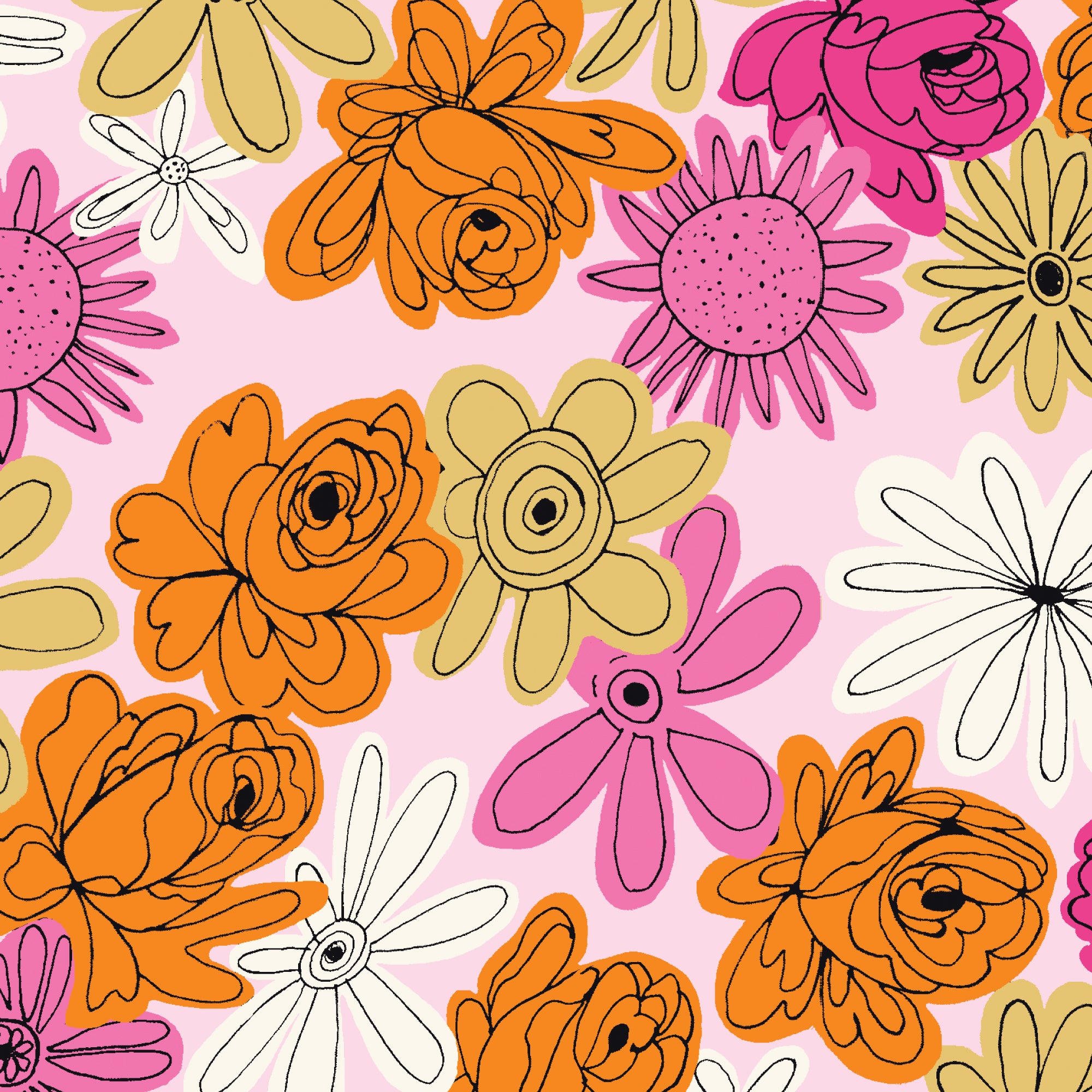 Fabric Cloud9 Pink Floral Explosion in Rayon Summer Sun by the Quarter Yard 228838