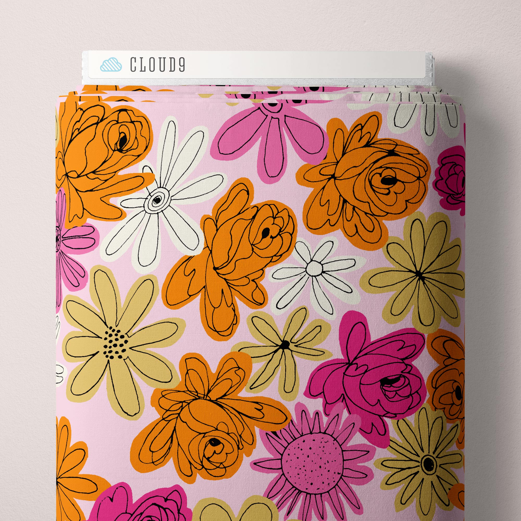 Fabric Cloud9 Pink Floral Explosion in Rayon Summer Sun by the Quarter Yard 228838