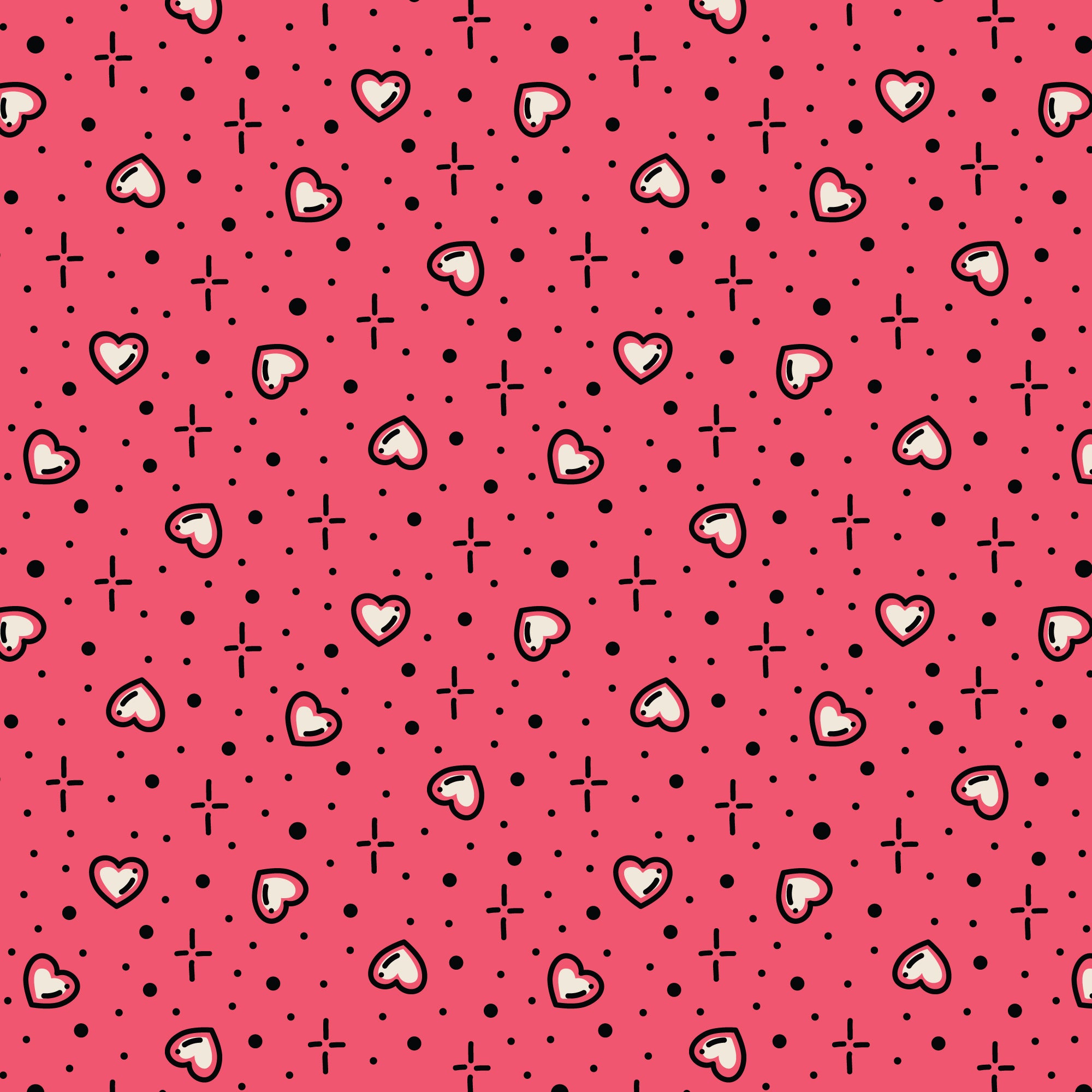 Fabric Cloud9 Pink Heart Plus Love, Ink in Canvas by the Quarter Yard 228769