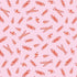 Fabric with a pattern of red and white candy on a pink background