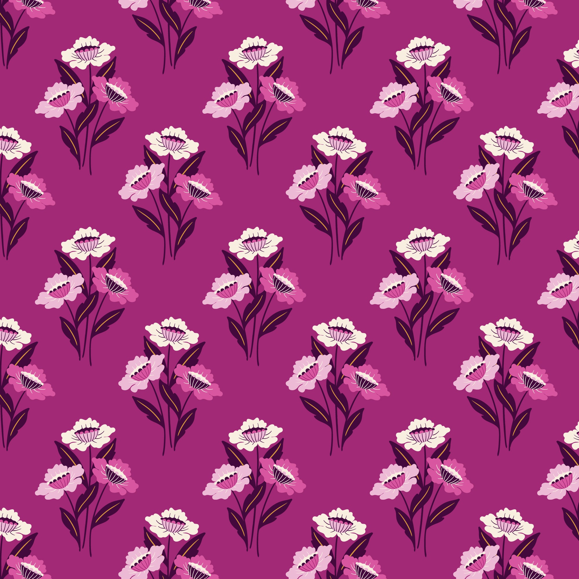 Fabric Cloud9 Plum Fleur Fatales Rococo Riot by the Quarter Yard 228965