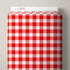 Red and white gingham patterned fabric roll with a white header card labeled CLOUD9 at the top, photographed against a light gray background.