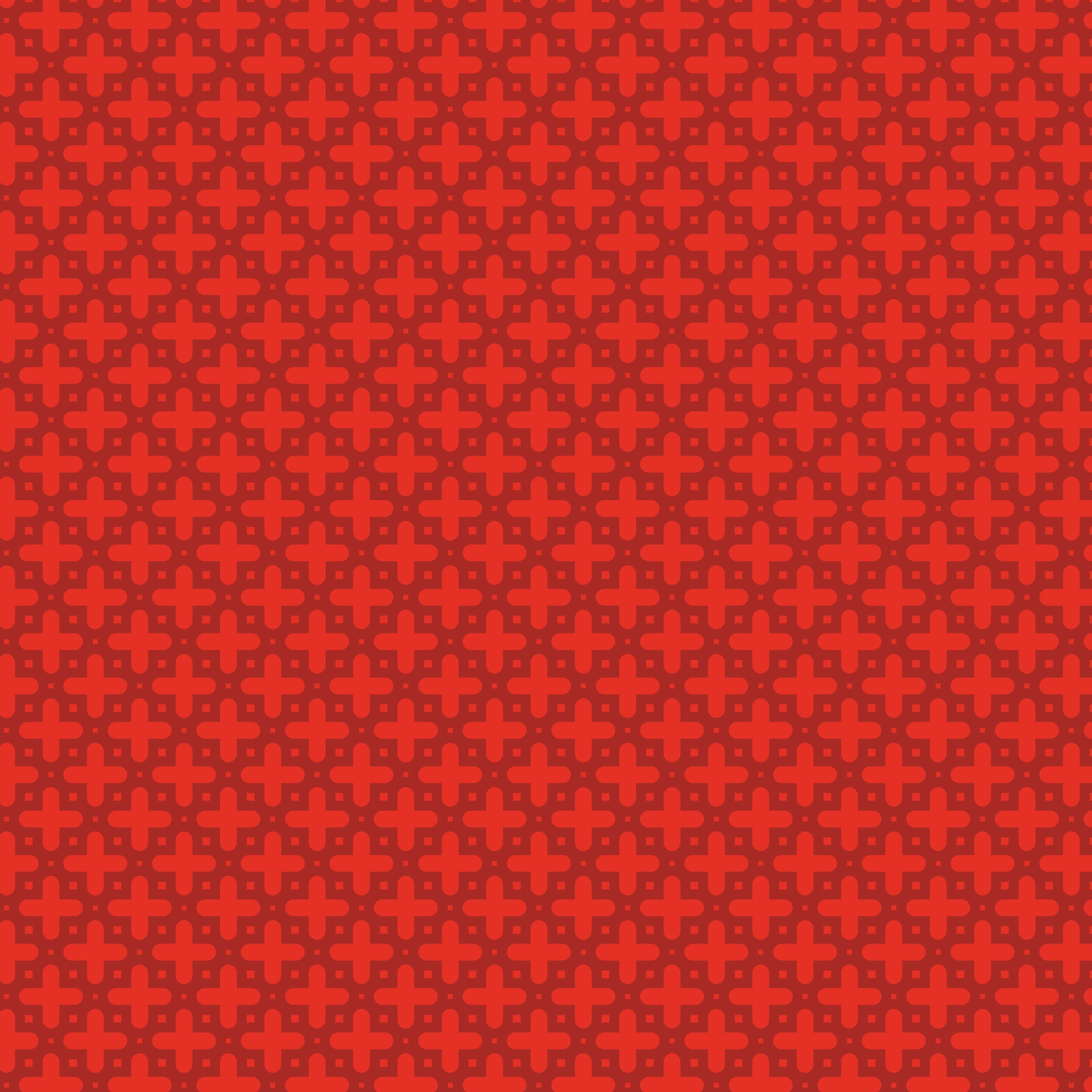 A repeating geometric pattern of interlocking red and dark red cross-like shapes filling the entire frame.
