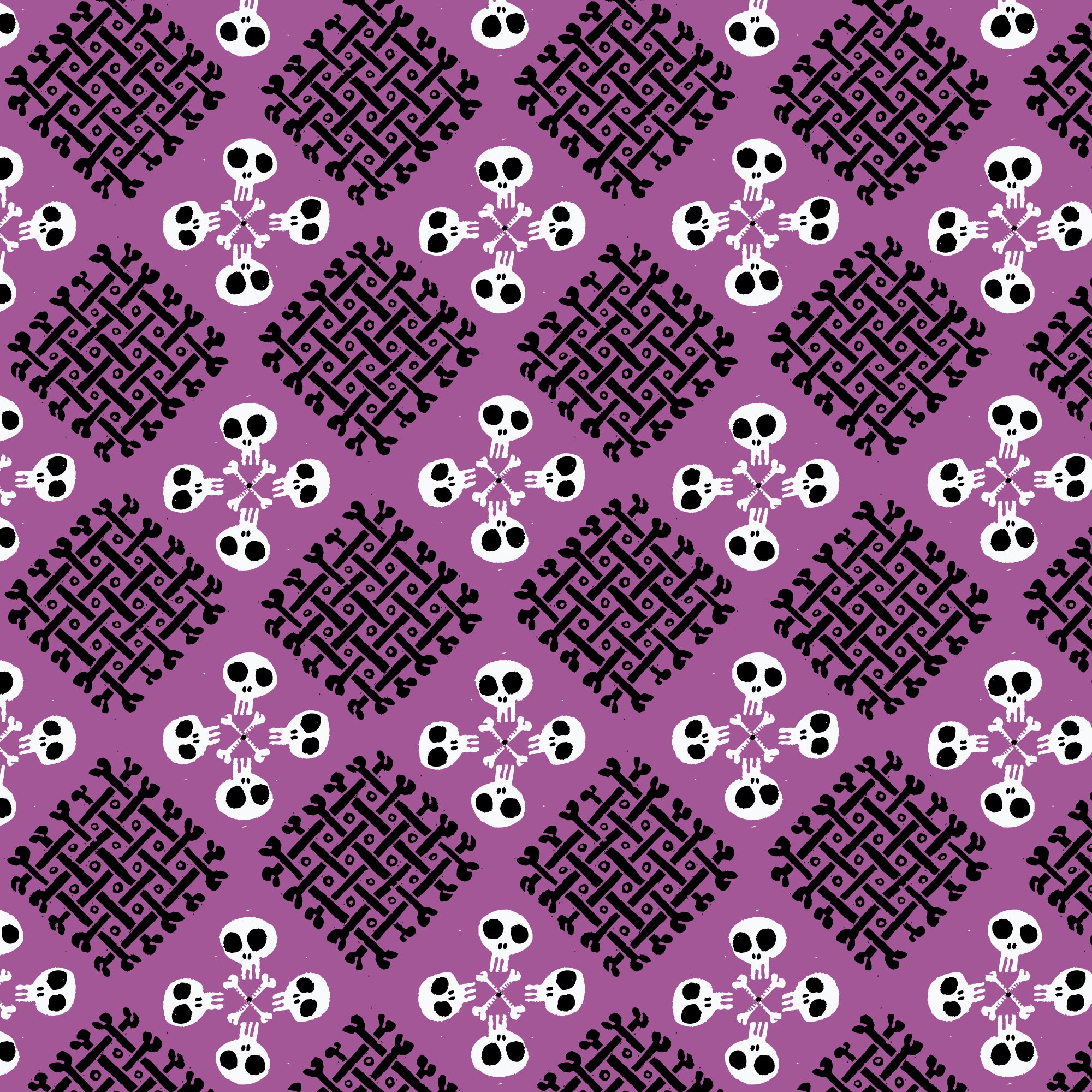 Fabric Cloud9 Purple Checker Bone Dem Bones by the Quarter Yard 229179