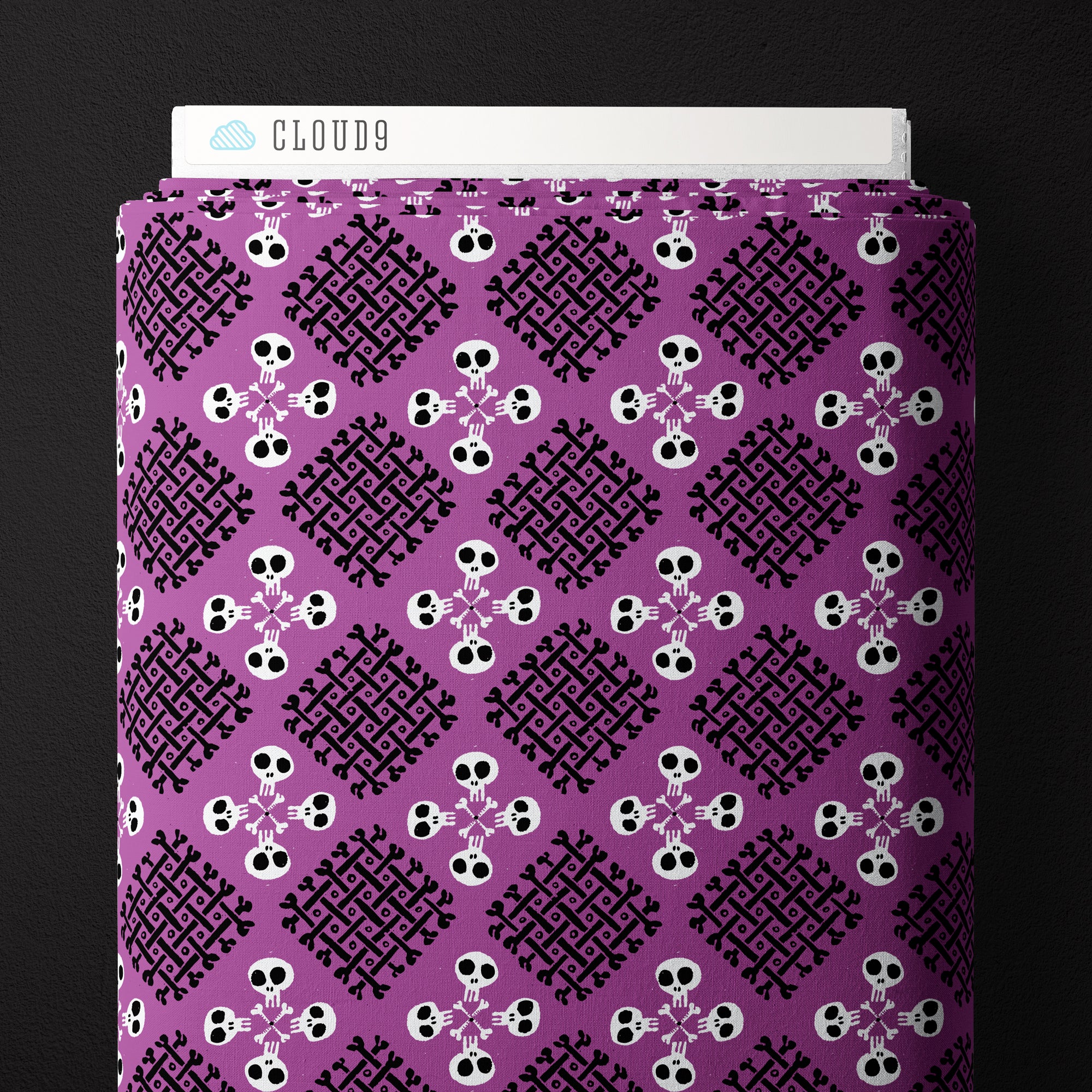 Fabric Cloud9 Purple Checker Bone Dem Bones by the Quarter Yard 229179