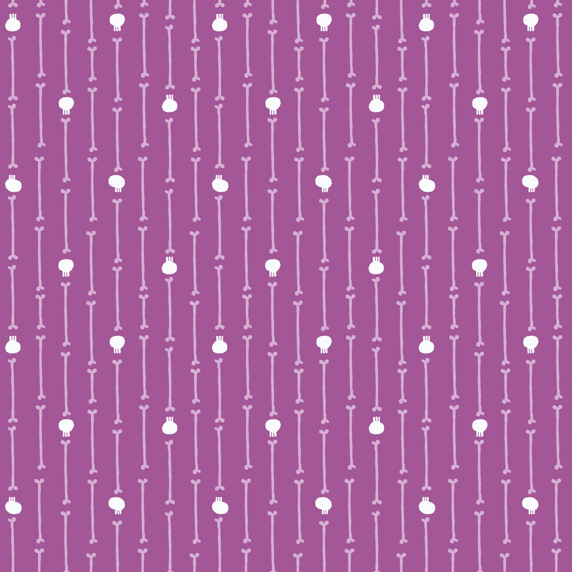 Fabric Cloud9 Purple Skull Stripe Dem Bones by the Quarter Yard 229186