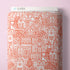 Fabric bolt with house pattern on a pink background