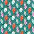 Pattern of colorful Christmas ornaments on a green background