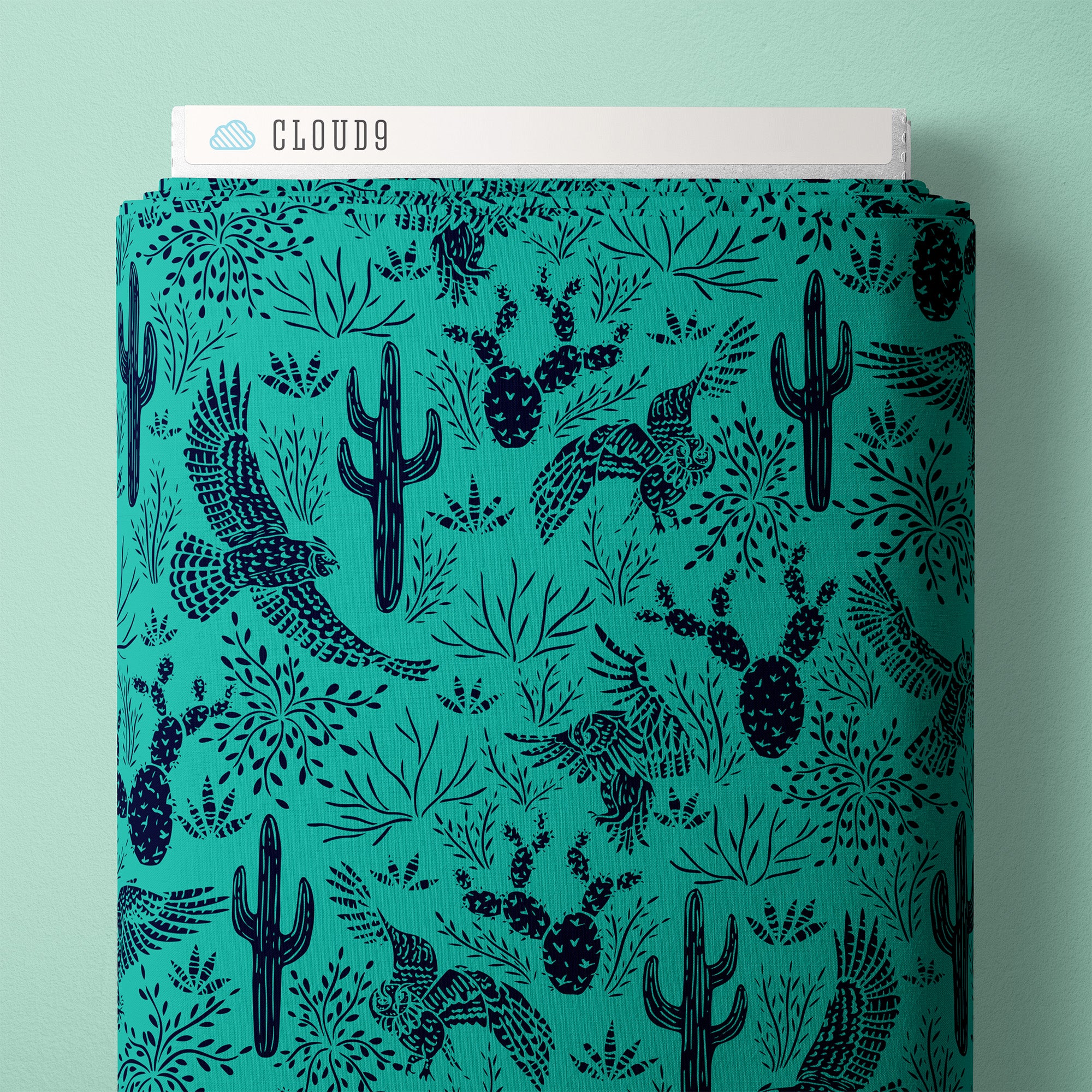 Fabric Cloud9 Turquoise/Navy Courtship Dance Desert Dance by the Quarter Yard 228541