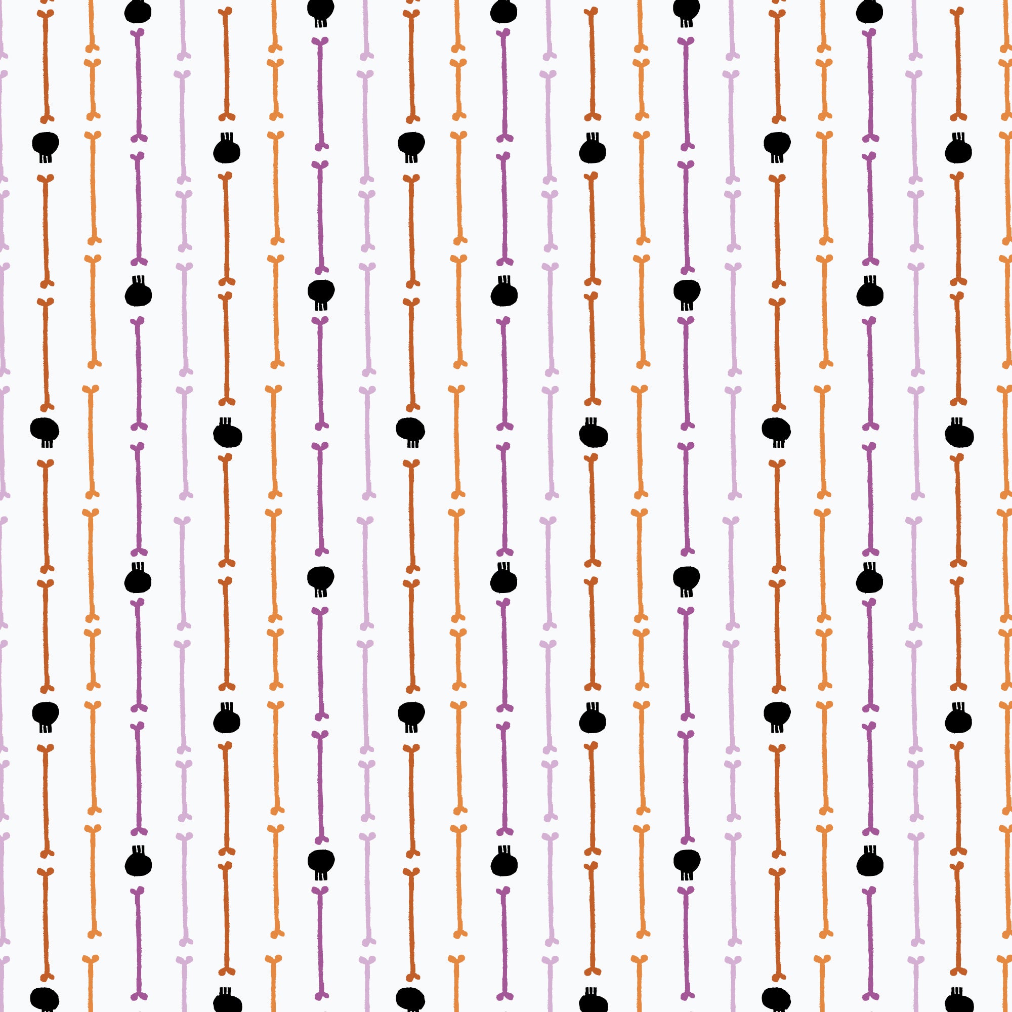 Fabric Cloud9 White/Multi Skull Stripe Dem Bones by the Quarter Yard 229185