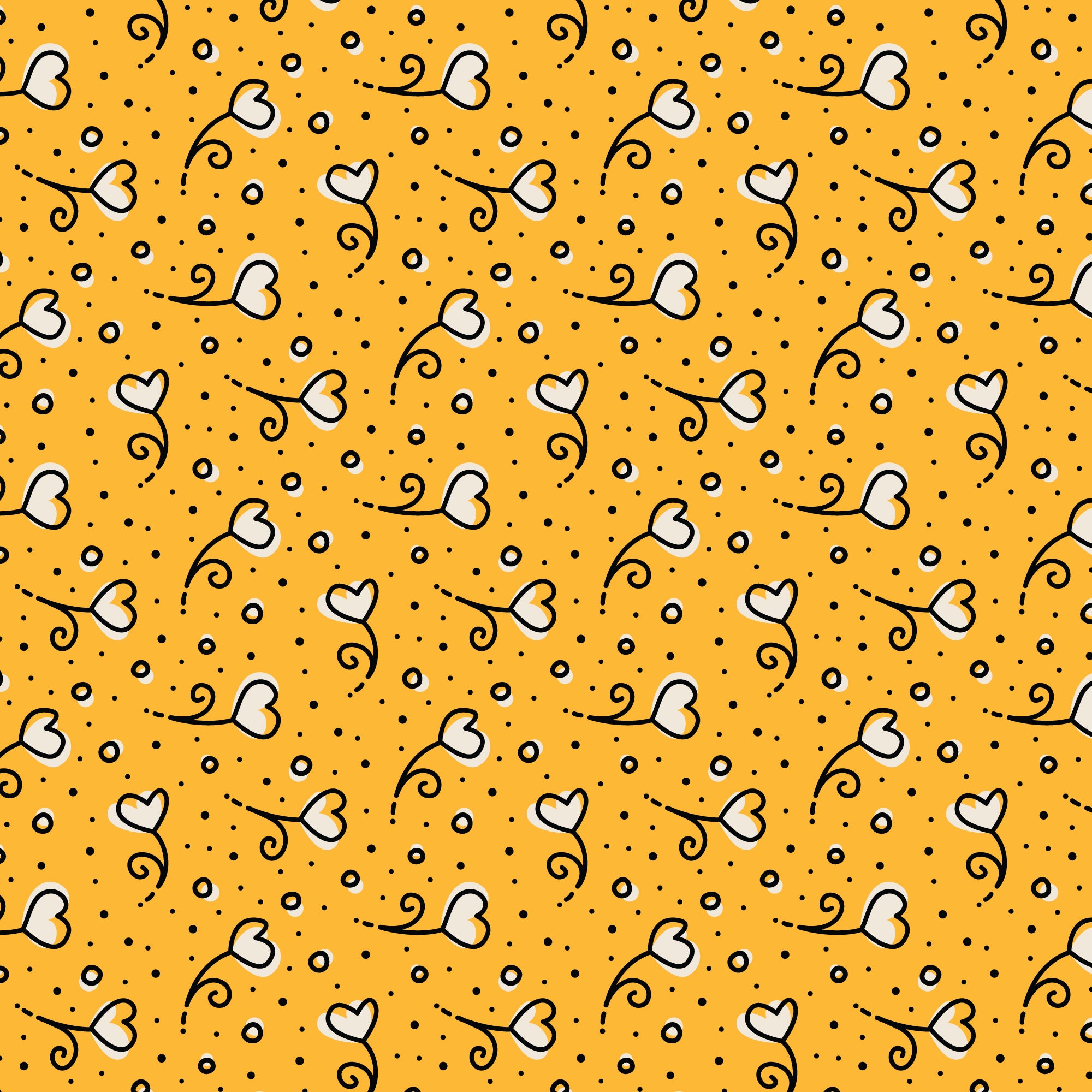 Fabric Cloud9 Yellow Heart Posy Love, Ink by the Quarter Yard 228639