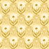 A repeating decorative pattern featuring stylized cream swirl motifs with olive-green stems on a pale yellow background.