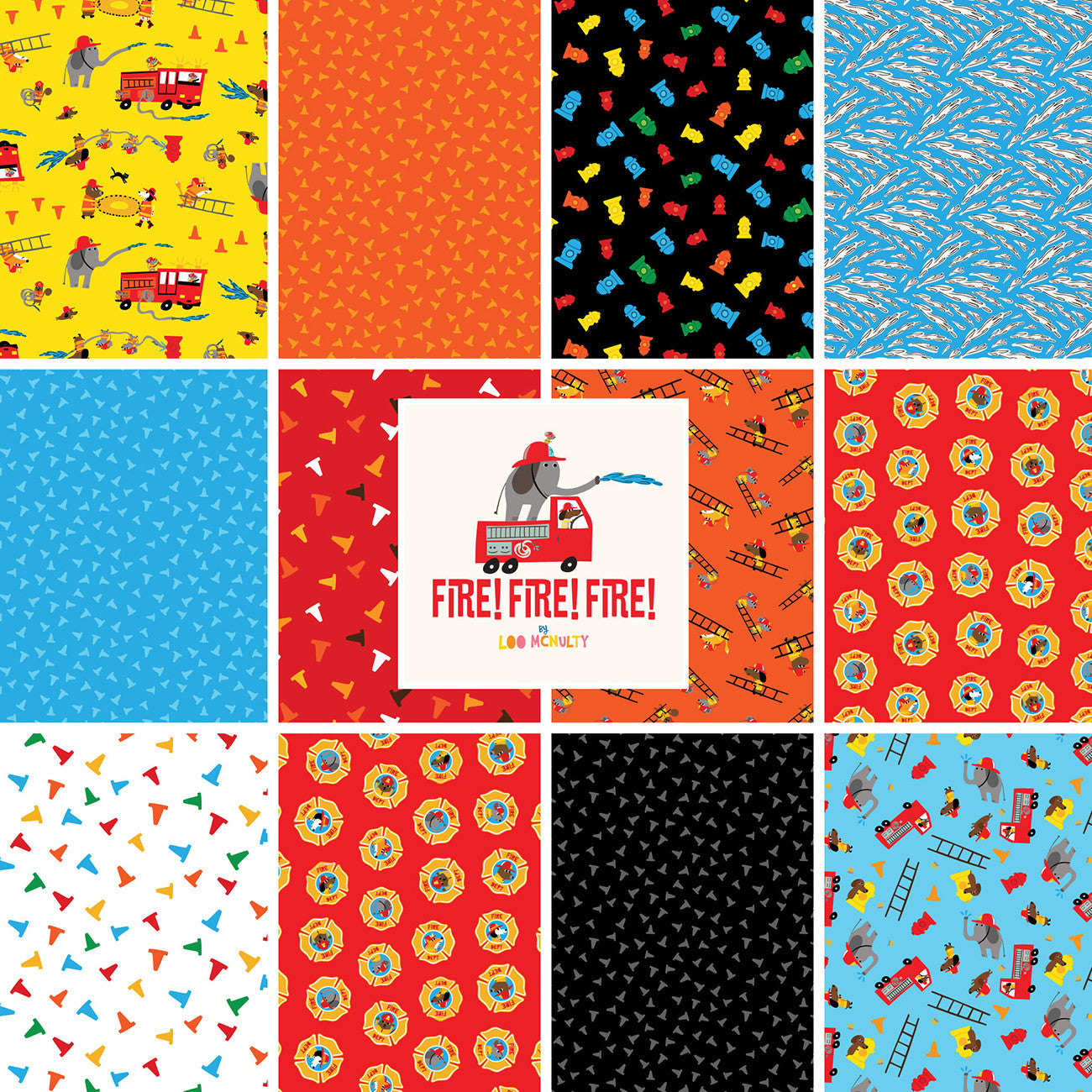 Fabric Cloud 9 Precuts Fire! Fire! Fire! 5" Squares 600328