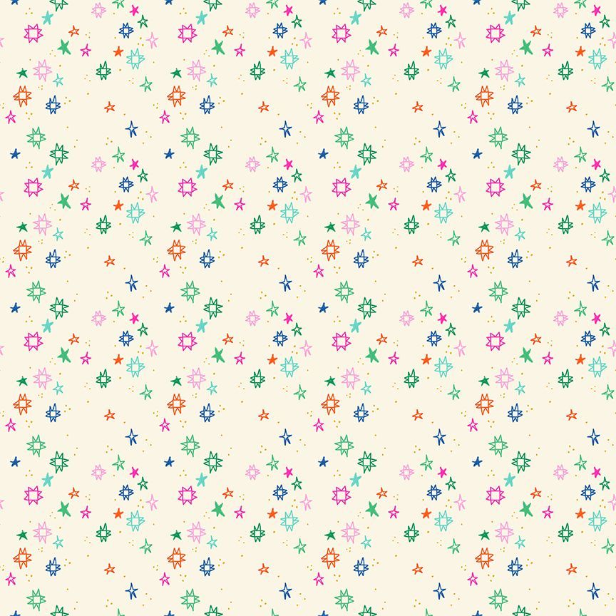 Pattern of colorful stars on a beige background