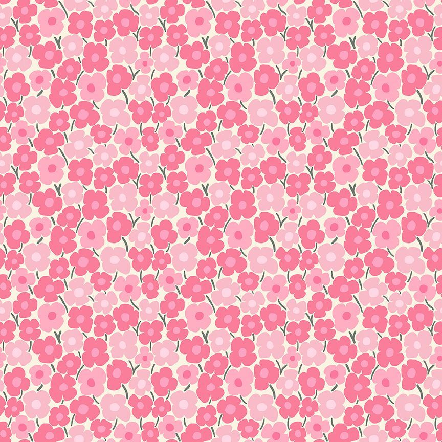 Pattern of small pink flowers on a pink background