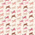 Pattern of pink and brown horses on a light background