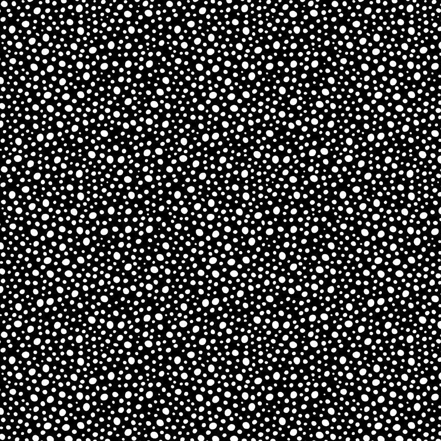 A black background covered with a dense pattern of small white dots, arranged in a hand-drawn dotted texture.