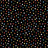 A repeating pattern of small multicolored flower-like motifs on a solid black background.