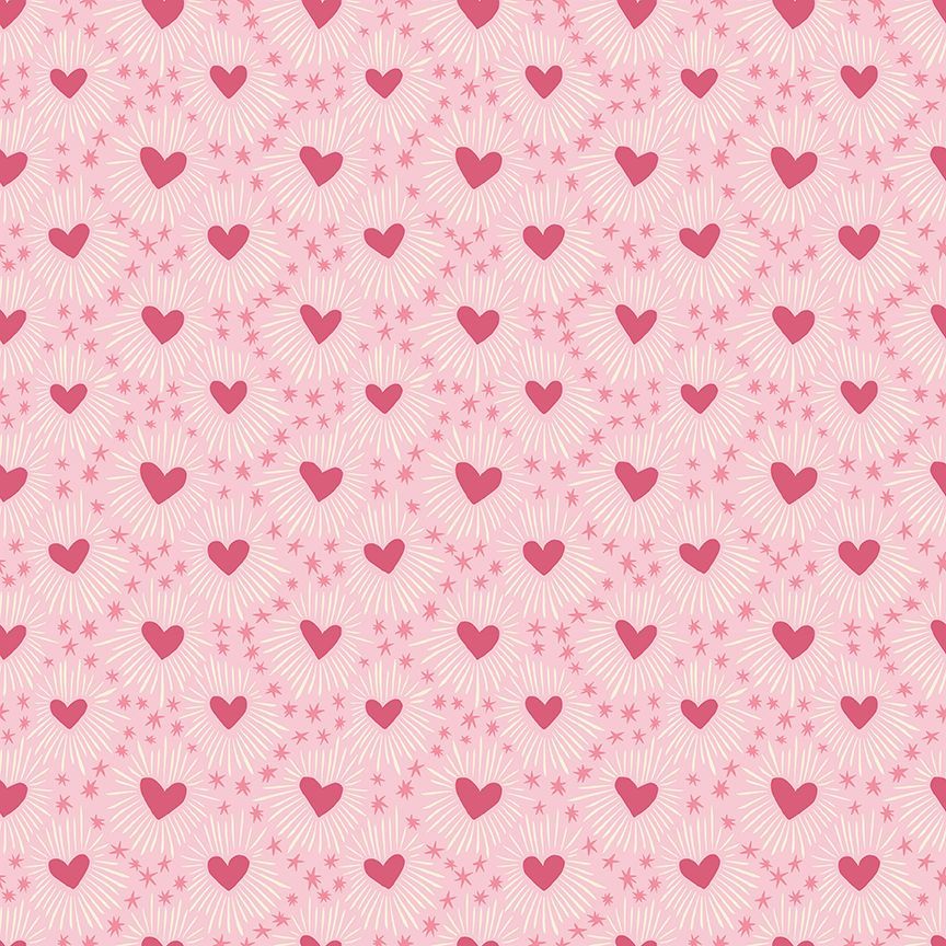 Pattern of pink hearts on a pink background