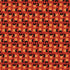 A repeating pattern of stylized cat faces in orange, black, and white on a warm red-orange background.