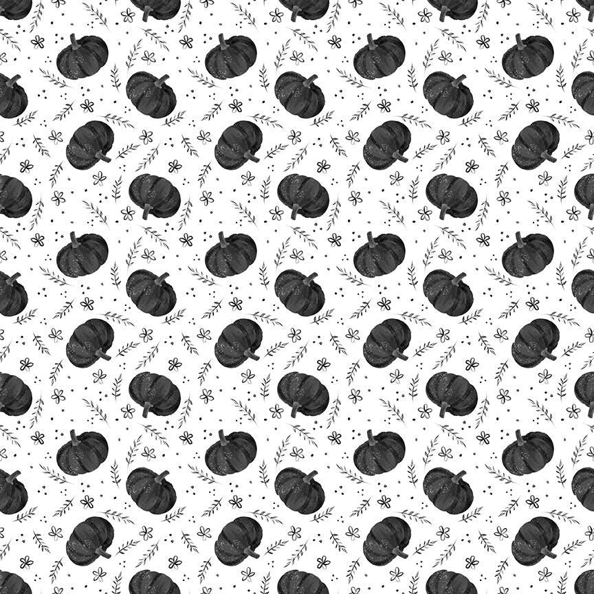Fabric Dear Stella Designs White Pumpkins Ghouls Night Out by the Quarter Yard DPJ3390